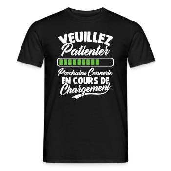 Veuillez patienter Prochaine connerie en cours - T-shirt homme - noir - Devant - AI Model Male 178 light (178cm)