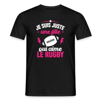 Je suis juste une fille qui aime le rugby - T-shirt homme - noir - Devant - AI Model Male 178 light (178cm)