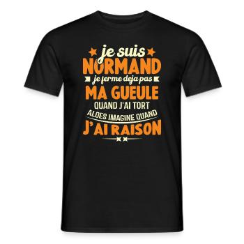 Je suis Normand je ferme déjà pas ma gueule humour - T-shirt homme - noir - Devant - AI Model Male 178 light (178cm)