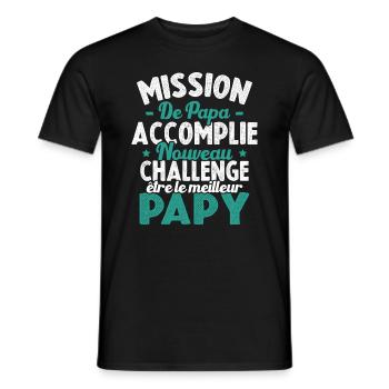 Mission De Papa Accomplie Cadeau Pour Futur Papy - T-shirt homme - noir - Devant - AI Model Male 178 light (178cm)