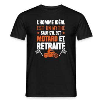 Motard Et Retraité Moto Cadeau Homme Humour - T-shirt homme - noir - Devant - AI Model Male 178 light (178cm)