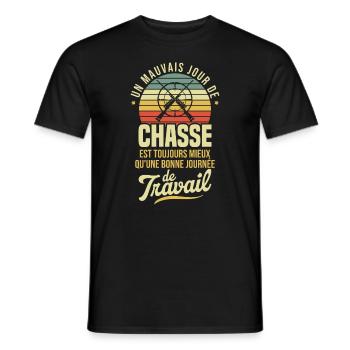 Cadeau pour Chasseur / Un mauvais jour de Chasse - T-shirt homme - noir - Devant - AI Model Male 178 light (178cm)