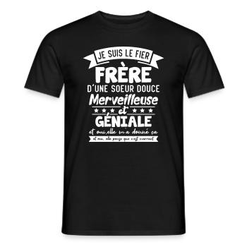 Frère Et Sœur Cadeau Humour Personnalisé - T-shirt homme - noir - Devant - AI Model Male 178 light (178cm)