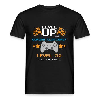 Niveau supérieur Félicitations niveau 50 Atteint 50 Gebu - T-shirt homme - noir - Devant - AI Model Male 178 light (178cm)