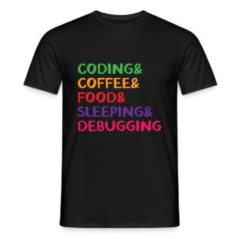 Coding Coffee Food Sleeping Debbuging Programmer C - Männer T-Shirt - Schwarz - Vorne - AI Model Male 178 light (178cm)