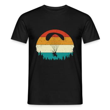 Retro Graphic Paragliding Paraglider Parachute Sky - Männer T-Shirt - Schwarz - Vorne - AI Model Male 178 light (178cm)