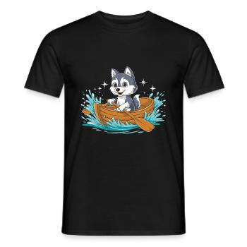 A Husky Boating Paddle Boat - Men's T-Shirt - black - Front - AI Model Male 178 light (178cm)