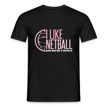 Ich mag Netball und vielleicht 3 Leute - Männer T-Shirt - Schwarz - Vorne - AI Model Male 178 light (178cm)