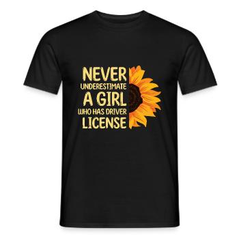 Never Underestimate A Girl Who Has Driver License - Men's T-Shirt - black - Front - AI Model Male 178 light (178cm)