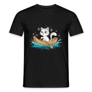 A Cat Boating Paddle Boat - Men's T-Shirt - black - Front - AI Model Male 178 light (178cm)