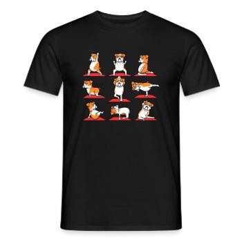 English Bulldog Yoga Gymnastics - Men's T-Shirt - black - Front - AI Model Male 178 light (178cm)