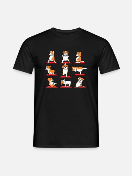 Ginnastica di bulldog inglese di yoga - T-shirt uomo - nero