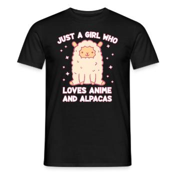 Juste une fille qui aime les animes et les moutons - T-shirt homme - noir - Devant - AI Model Male 178 light (178cm)