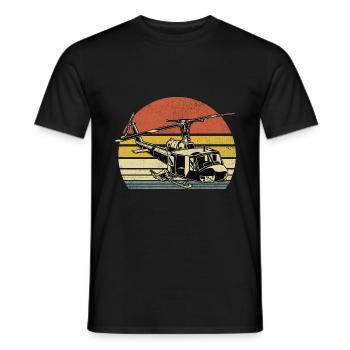 Rétro hélicoptère aviateur pilote hélicoptère hélicoptère - T-shirt homme - noir - Devant - AI Model Male 178 light (178cm)