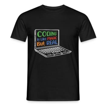 Coding Is Like Magic Coder Programmer Computer Gee - Männer T-Shirt - Schwarz - Vorne - AI Model Male 178 light (178cm)