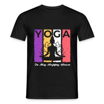 Yoga Is My Happy Hour Vintage Yoga Saying - Men's T-Shirt - black - Front - AI Model Male 178 light (178cm)