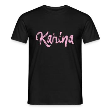 karina,nom,cursif,rose,police - T-shirt homme - noir - Devant - AI Model Male 178 light (178cm)