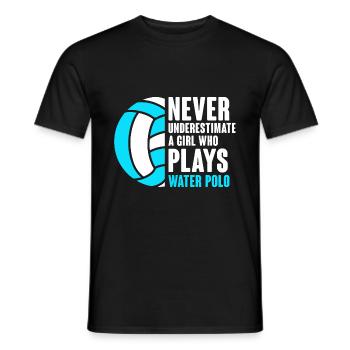 Unterschätzen Sie niemals ein Mädchen, das Wasserball spielt pl - Männer T-Shirt - Schwarz - Vorne - AI Model Male 178 light (178cm)
