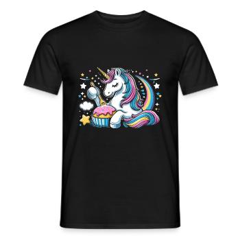 Unicorn Cupcake Heart Baker Baking Bake Cupcakes - Men's T-Shirt - black - Front - AI Model Male 178 light (178cm)