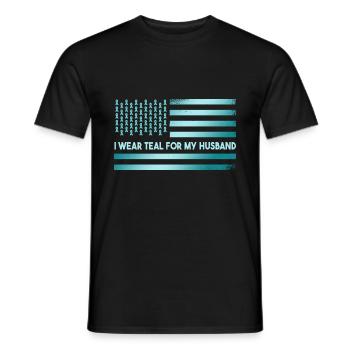 Je porte du sarcelle pour mon mari - T-shirt homme - noir - Devant - AI Model Male 178 light (178cm)