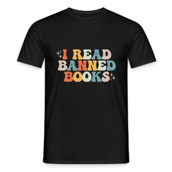 I Read Banned Books - Men's T-Shirt - black - Front - AI Model Male 178 light (178cm)