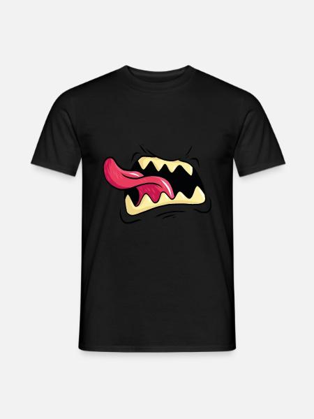 Schreeuw monster mond tanden tong - Heren T-shirt - zwart