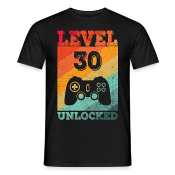30th birthday level 30 years old gaming gamer - Men's T-Shirt - black - Front - AI Model Male 178 light (178cm)
