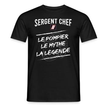 Sergent Chef pompier - T-shirt homme - noir - Devant - AI Model Male 178 light (178cm)