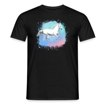 Schimmel, Pferd,weisses Pferd, Graffiti, Malerei - Männer T-Shirt - Schwarz - Vorne - AI Model Male 178 light (178cm)