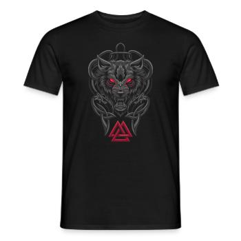 Fenrir Wolf - Viking Symbol - Valknut - Men's T-Shirt - black - Front - AI Model Male 178 light (178cm)