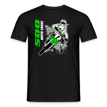 Moto Cross - Motocross - Supercross - MX - SX - T-shirt homme - noir - Devant - AI Model Male 178 light (178cm)