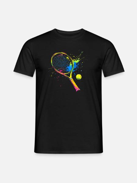 Buntes Tennis Tennisschläger - Männer T-Shirt - Schwarz