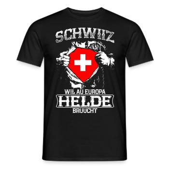 Schwiiz - Europa - Helde - T-shirt homme - noir - Devant - AI Model Male 178 light (178cm)