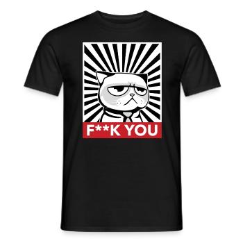 F**K YOU CAT - Männer T-Shirt - Schwarz - Vorne - AI Model Male 178 light (178cm)
