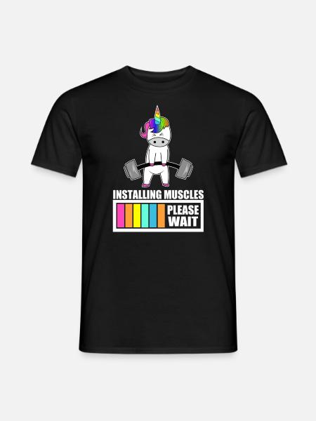 Installing Muscles Einhorn fitness workout Gym - Mænd T-shirt - sort