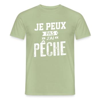 excuse de pêcheur - T-shirt homme - vert sauge - Devant - AI Model Male 178 light (178cm)