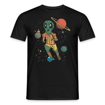 Alien Fußball Weltall Saturn Spaceshuttle - Männer T-Shirt - Schwarz - Vorne - AI Model Male 178 light (178cm)