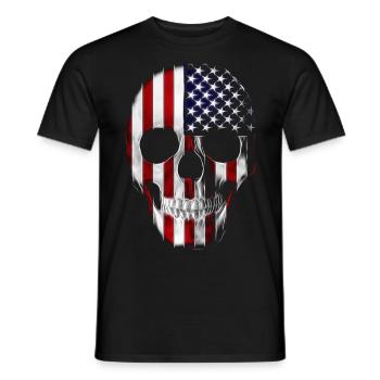 Totenkopf Amerika Fahne - Männer T-Shirt - Schwarz - Vorne - AI Model Male 178 light (178cm)
