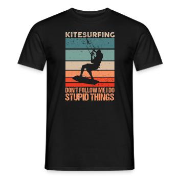 Kiteboard Kite Surf Surf Surf Retro Vintage Kiten - T-shirt homme - noir - Devant - AI Model Male 178 light (178cm)