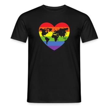 Rainbow Heart LGBT CSD Love - Men's T-Shirt - black - Front - AI Model Male 178 light (178cm)