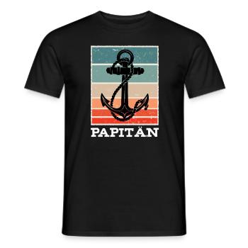 Papitän Capitän Anker Retro Vintage Papa - Männer T-Shirt - Schwarz - Vorne - AI Model Male 178 light (178cm)