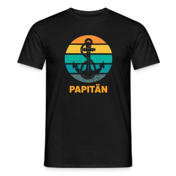 Papitän Capitän Anker Retro Vintage Papa - Männer T-Shirt - Schwarz - Vorne - AI Model Male 178 light (178cm)