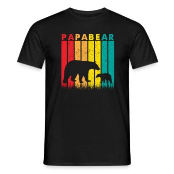 Vintage Papa Bear Baby Bear Retro Bear - Men's T-Shirt - black - Front - AI Model Male 178 light (178cm)