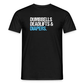 Dumbbells Deadlifts and Diapers Funny Gym - Men's T-Shirt - black - Front - AI Model Male 178 light (178cm)
