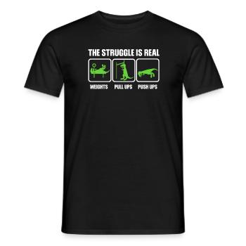 Dino The struggle is real funny T-Rex gym workout - Men's T-Shirt - black - Front - AI Model Male 178 light (178cm)
