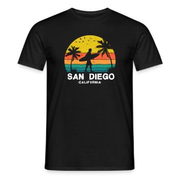 San Diego CA California Van Life Surfer USA - Männer T-Shirt - Schwarz - Vorne - AI Model Male 178 light (178cm)