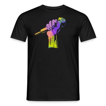 Microphone Coloré Musicien Chanteur - T-shirt homme - noir - Devant - AI Model Male 178 light (178cm)