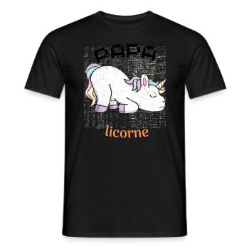 papa licorne - T-shirt homme - noir - Devant - AI Model Male 178 light (178cm)