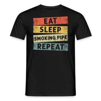 Essen Schlaf rauchen Pfeife wiederholen, Humor rauchen Pfeifen - Männer T-Shirt - Schwarz - Vorne - AI Model Male 178 light (178cm)