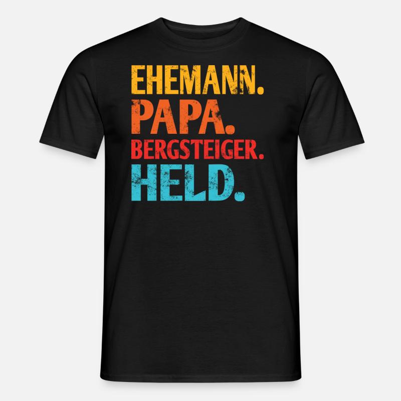 Ehemann Papa Bergsteiger Held - Männer T-Shirt - Schwarz
